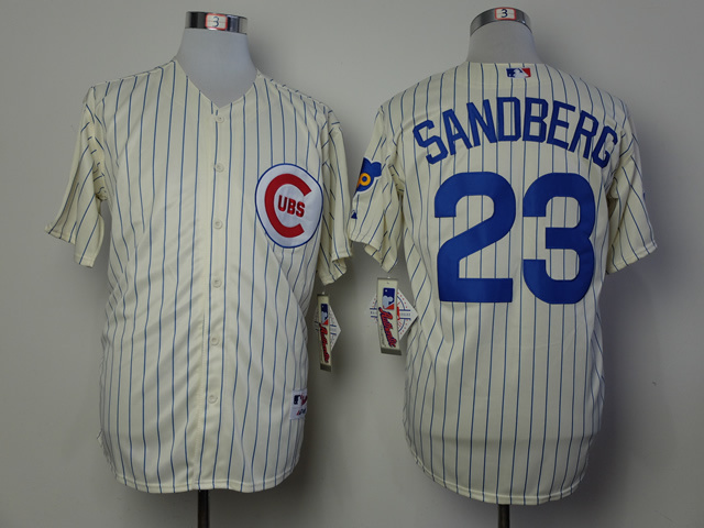 Men Chicago Cubs #23 Sandberg Cream Throwback 1969 MLB Jerseys->chicago cubs->MLB Jersey